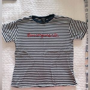 Love conquers all -striped T shirt